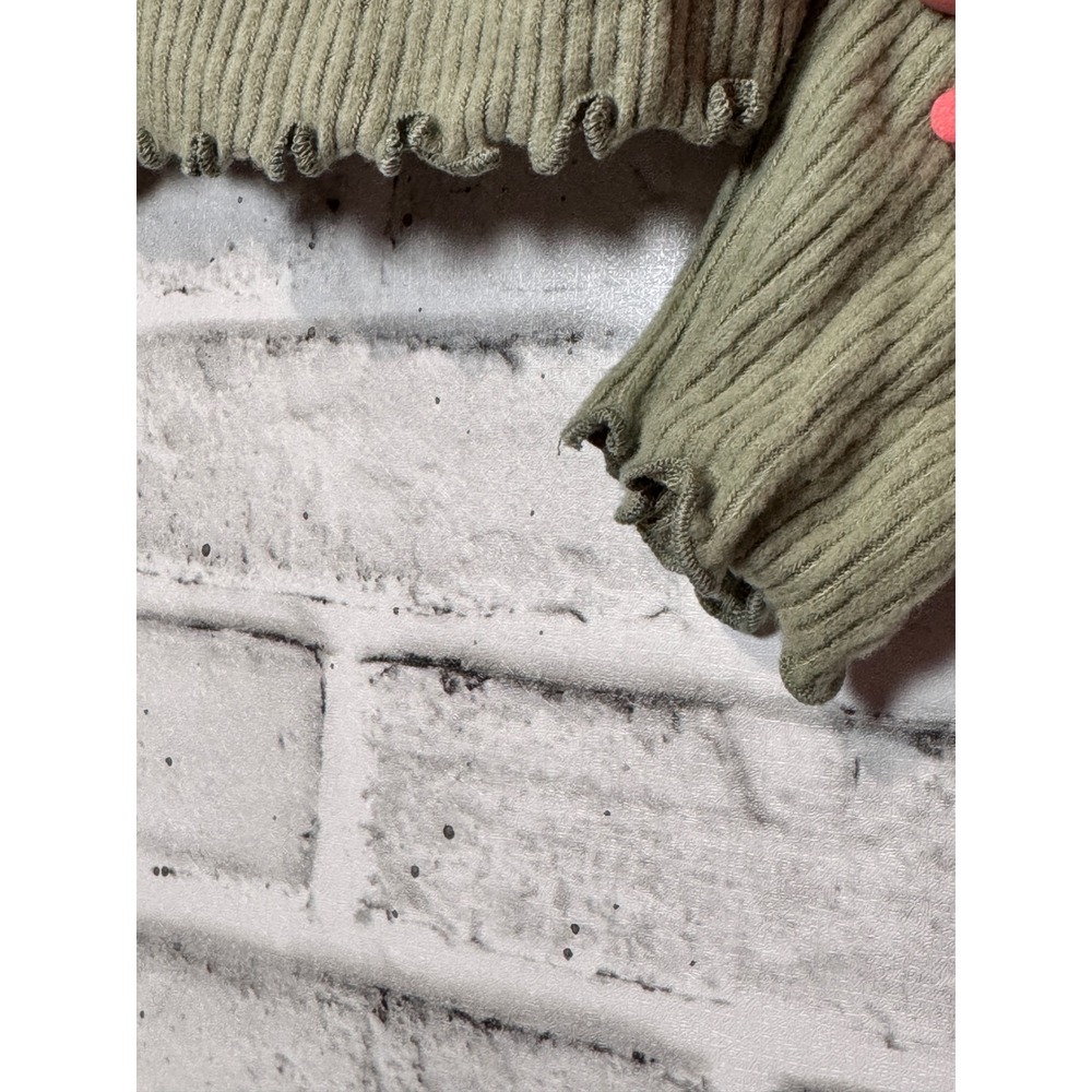 Bohme Sage Green Ribbed Cropped Cardigan Lettuce Trim L7112SET‎ Small NEW - Picture 2 of 8